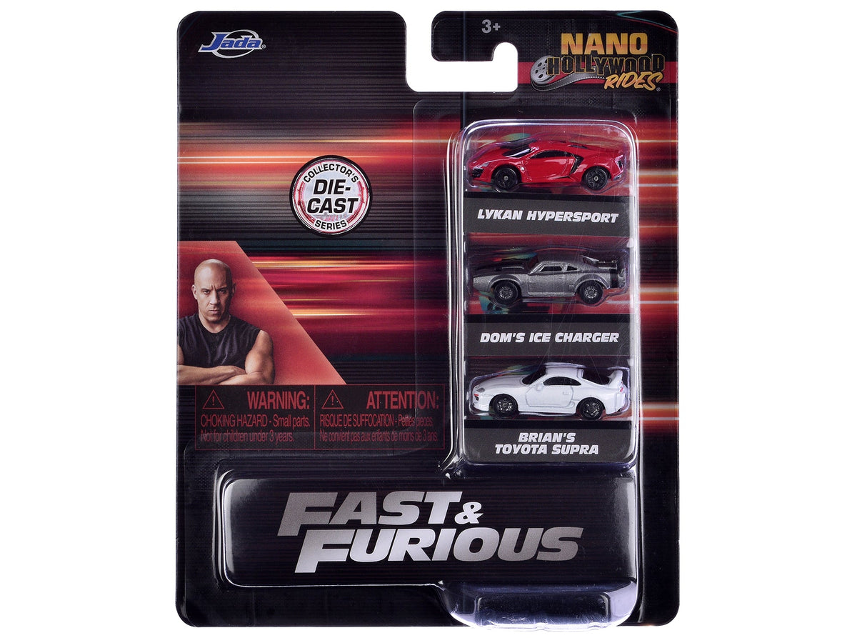 "Fast & Furious" Movie 3 piece Set Series 4 "Nano Hollywood Rides" Series Diecast Model Cars by Jada-Jada-ModelCars.com