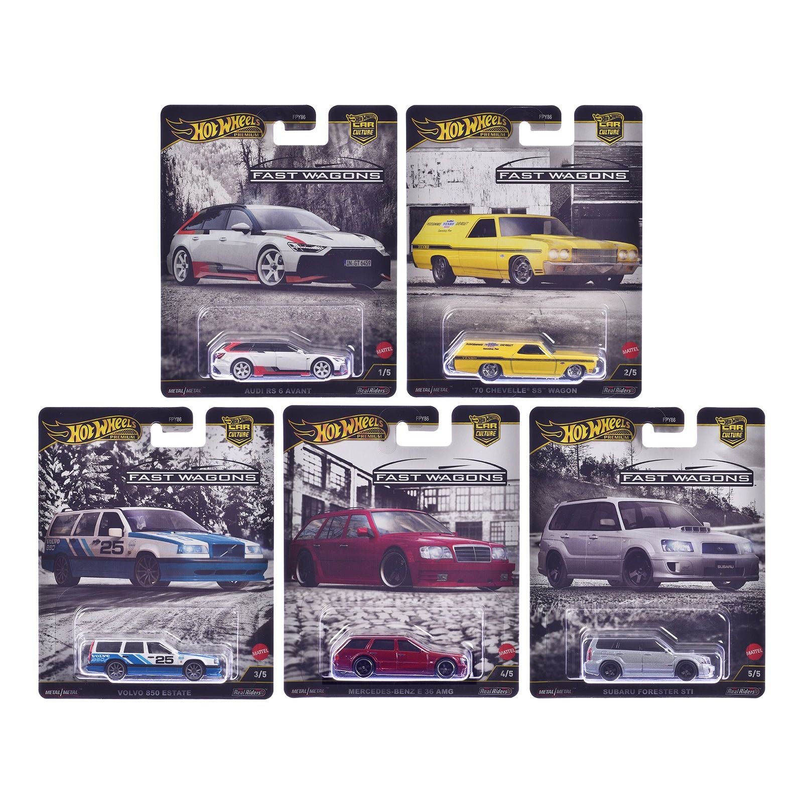 "Fast Wagons" 5 piece Set "Car Culture" 2024 Series J Diecast Model Cars by Hot Wheels - Hotwheels - ModelCars.com
