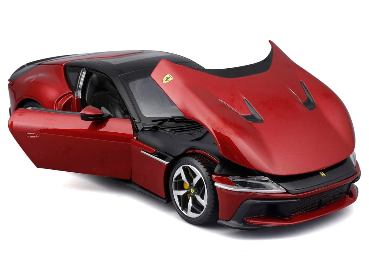 Ferrari 12Cilindri Red Metallic with Black Top "Race + Play" Series 1/24 Diecast Model Car by Bburago-Bburago-ModelCars.com
