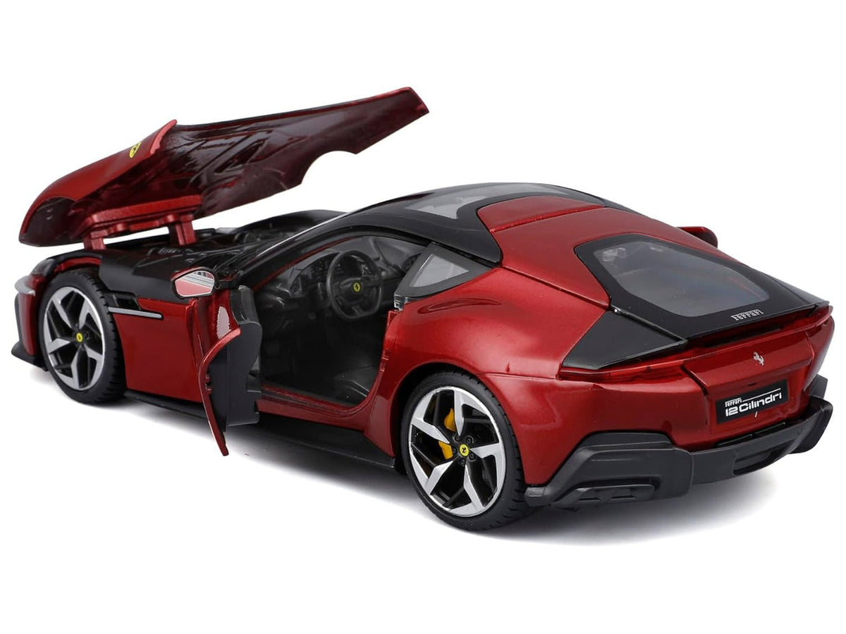 Ferrari 12Cilindri Red Metallic with Black Top "Race + Play" Series 1/24 Diecast Model Car by Bburago-Bburago-ModelCars.com