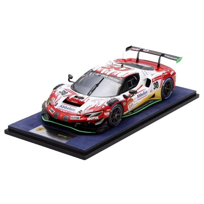 Ferrari 296 GT3 #30 Earl Bamber - Nicky Catsburg - Felipe Fernandez Laser - David Pittard "Frikadelli Racing Team" Winner "24 Hours of Nurburgring" (2023) with Acrylic Display Case 1/18 Model Car by LookSmart-LookSmart-ModelCars.com