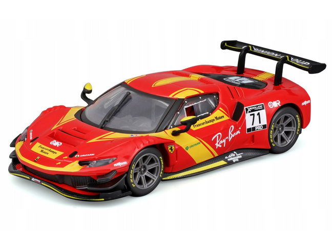 Ferrari 296 GT3 #71 Red "Francorchamps Motors" (2022) "Racing" Series with Display Case 1/43 Diecast Model Car by Bburago-Bburago-ModelCars.com