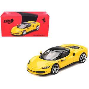 Ferrari 296 GTB Giallo Modena Yellow with Black Top 1/64 Diecast Model Car by BBR
