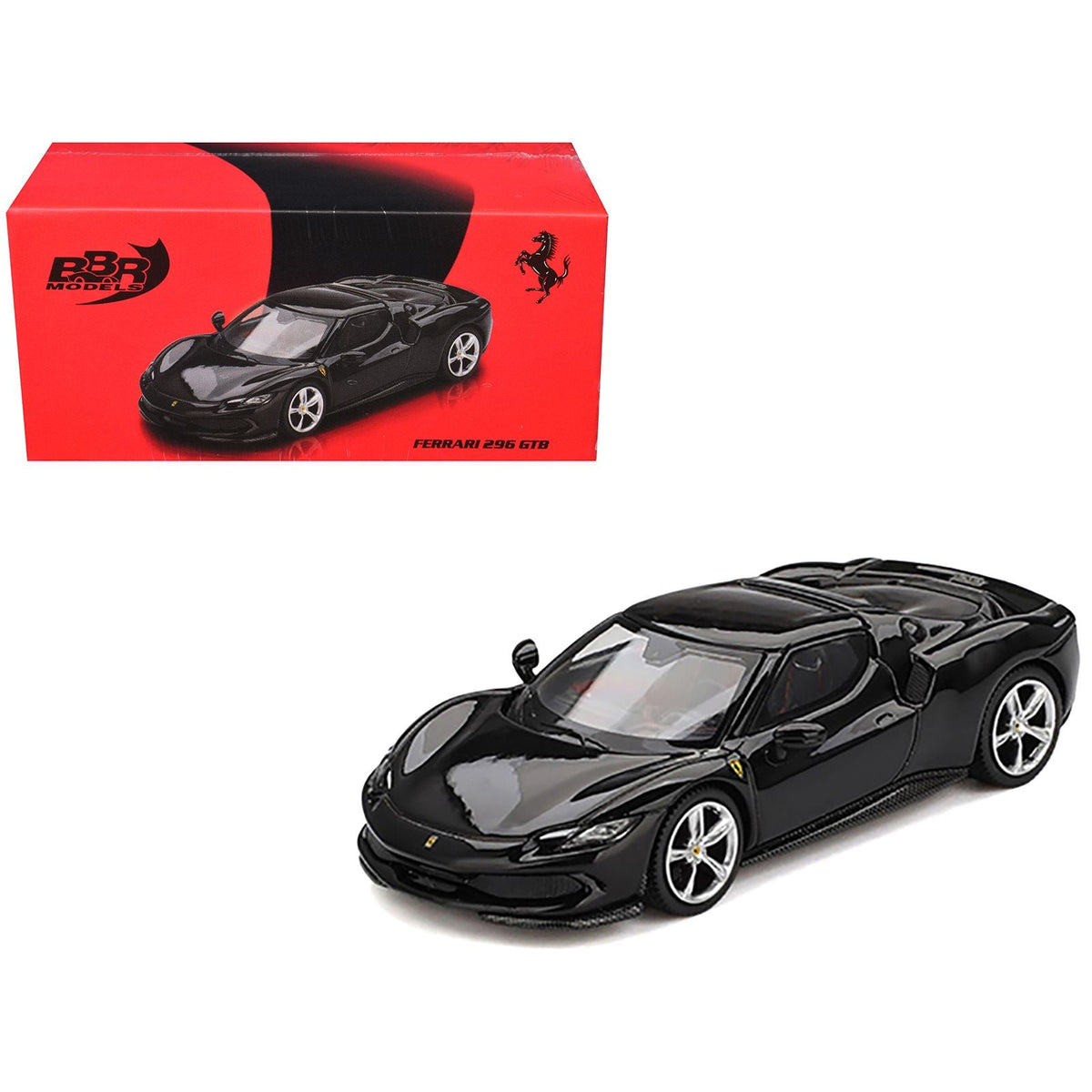 Ferrari 296 GTB Nero Daytona Black 1/64 Diecast Model Car by BBR-BBR-ModelCars.com