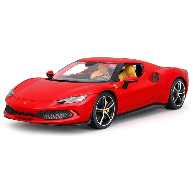 Ferrari 296 GTB Red "Race + Play" Series 1/18 Diecast Model Car by Bburago-Bburago-ModelCars.com