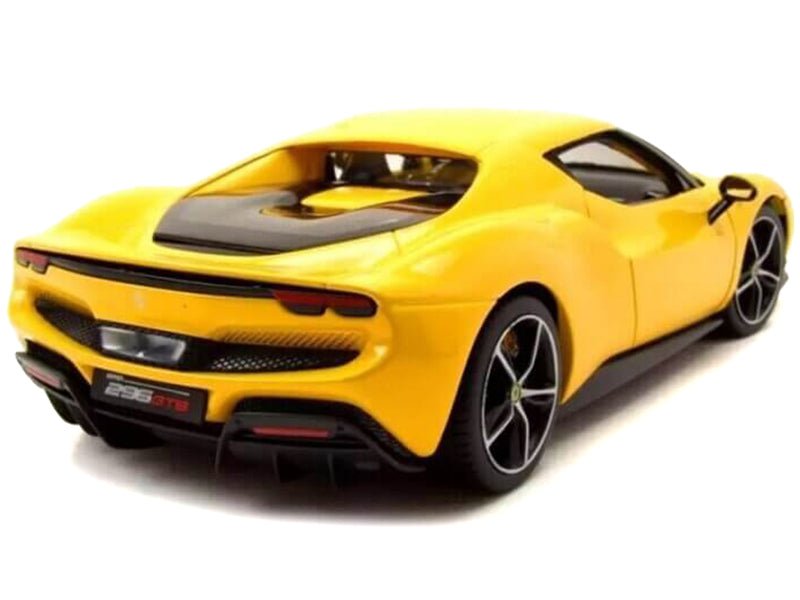 Ferrari 296 GTB Yellow "Race + Play" Series 1/18 Diecast Model Car by Bburago-Bburago-ModelCars.com