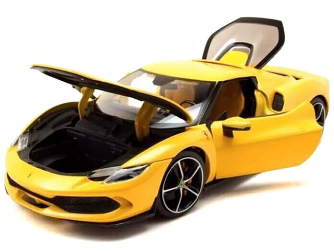 Ferrari 296 GTB Yellow "Race + Play" Series 1/18 Diecast Model Car by Bburago-Bburago-ModelCars.com