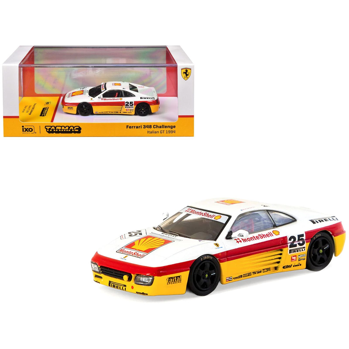 Ferrari 348 Challenge #25 Oscar Larrauri "Italian GT Championship" (1994) "Hobby64" Series 1/64 Diecast Model by Tarmac Works-Tarmac Works-ModelCars.com