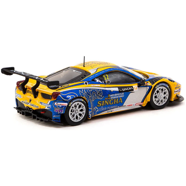 Ferrari 458 Italia GT3 12 Carlo van Dam - Piti Bhirombhakdi "Singha Motorsport" "GT Asia Series" (2016) "Hobby64" Series 1/64 Diecast Model Car by Tarmac Works - Tarmac Works - ModelCars.com