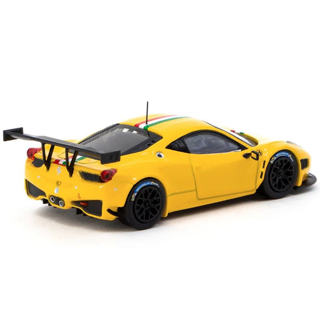 Ferrari 458 Italia GT3 Yellow with Italian Flag Stripes "Road64" Series 1/64 Diecast Model Car by Tarmac Works-Tarmac Works-ModelCars.com