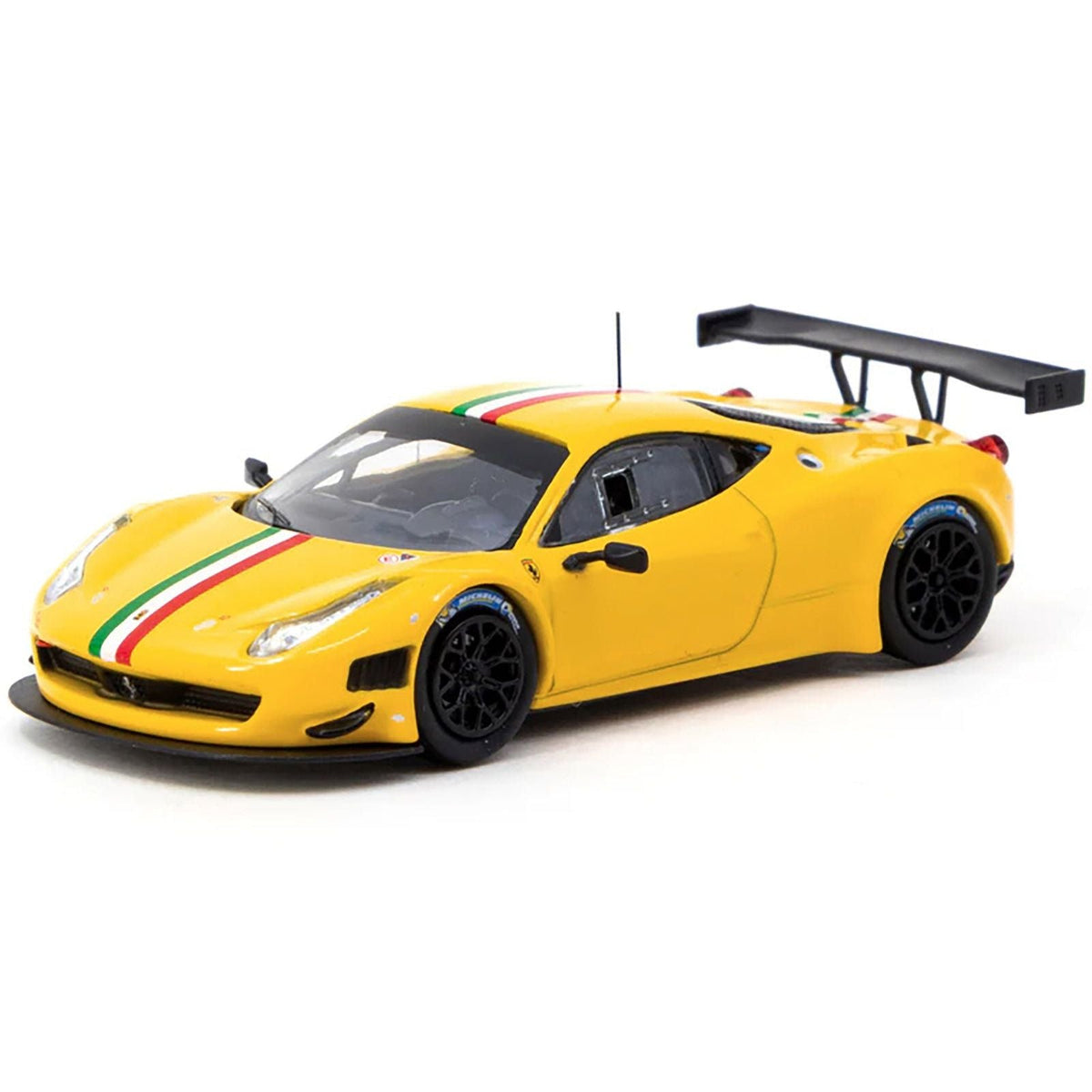 Ferrari 458 Italia GT3 Yellow with Italian Flag Stripes "Road64" Series 1/64 Diecast Model Car by Tarmac Works-Tarmac Works-ModelCars.com