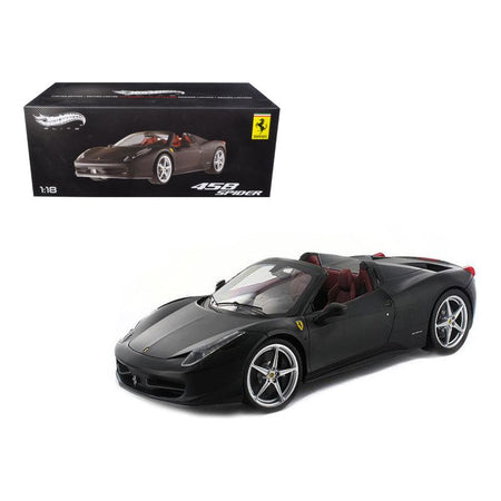 Ferrari 458 Italia Spider Matt Black Elite Edition 1/18 Diecast Car Model by Hot Wheels - Hotwheels - ModelCars.com