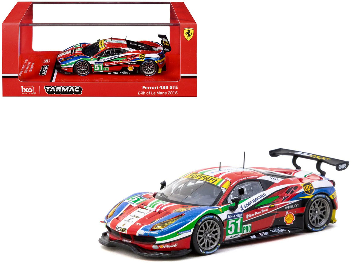 Ferrari 488 GTE #51 Gianmaria Bruni - Alessandro Pier Guidi - James Calado "AF Corse" "24 Hours of Le Mans" (2016) "Hobby64" Series 1/64 Diecast Model Car by Tarmac Works-Tarmac Works-ModelCars.com