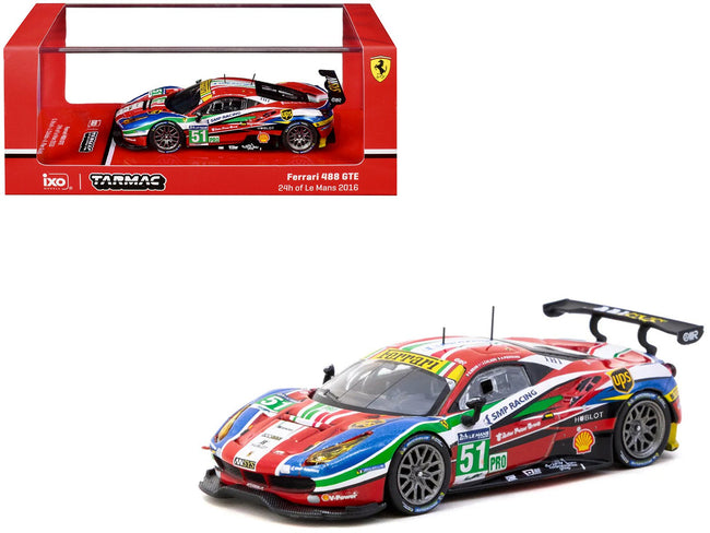 Ferrari 488 GTE #51 Gianmaria Bruni - Alessandro Pier Guidi - James Calado "AF Corse" "24 Hours of Le Mans" (2016) "Hobby64" Series 1/64 Diecast Model Car by Tarmac Works-Tarmac Works-ModelCars.com