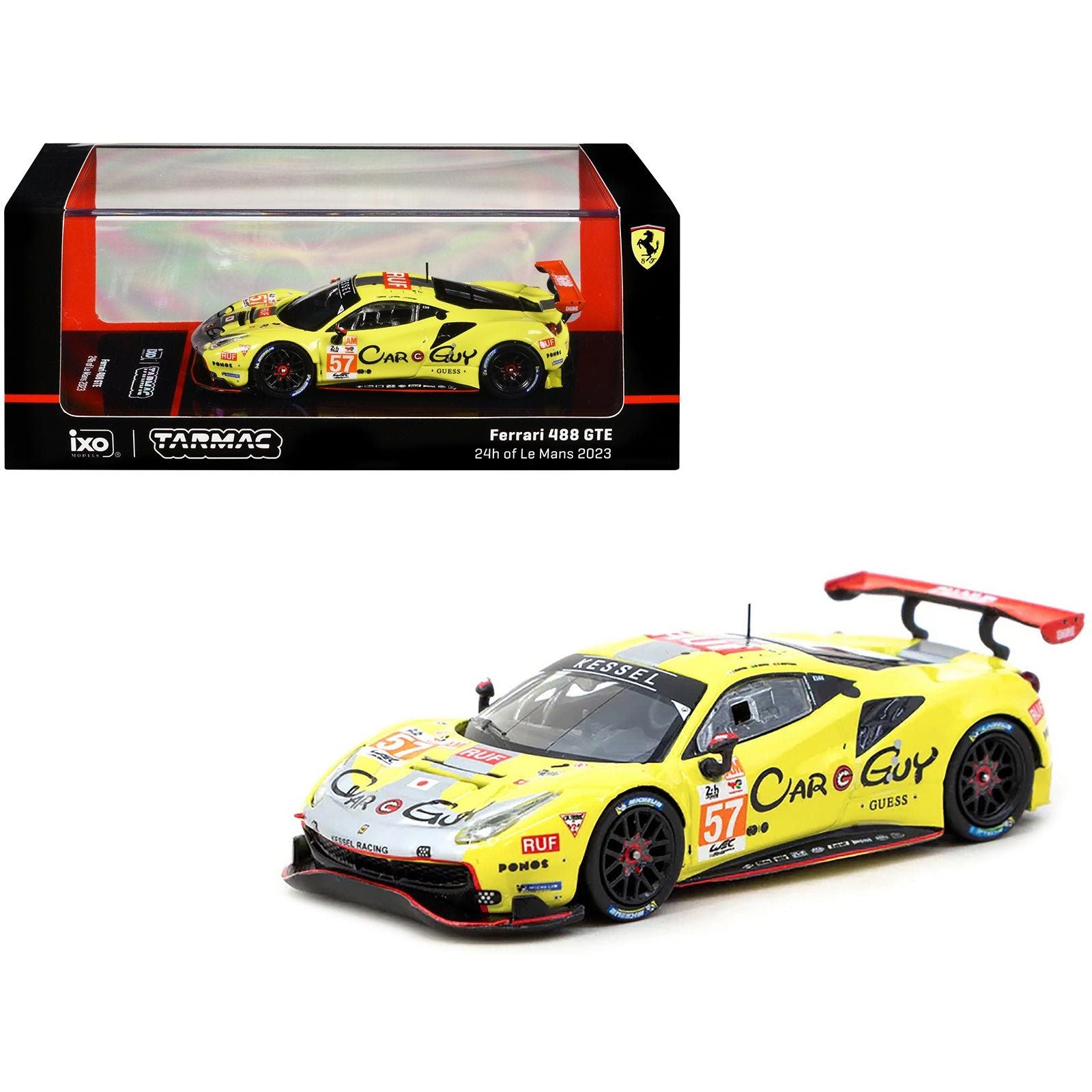 Ferrari 488 GTE 57 Scott Huffaker - Takeshi Kimura - Daniel Serra "Kessel Racing" "24 Hours of Le Mans" (2023) "Hobby64" Series 1/64 Diecast Model Car by Tarmac Works - Tarmac Works - ModelCars.com