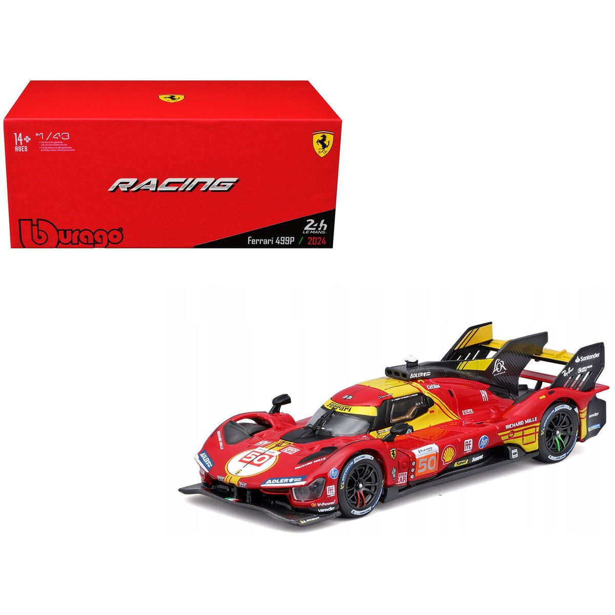 Ferrari 499P #50 Antonio Fuoco - Miguel Molina - Nicklas Nielsen "Ferrari AF Corse" Winner "24 Hours of Le Mans" (2024) "Racing" Series 1/43 Diecast Model Car by Bburago-Bburago-ModelCars.com