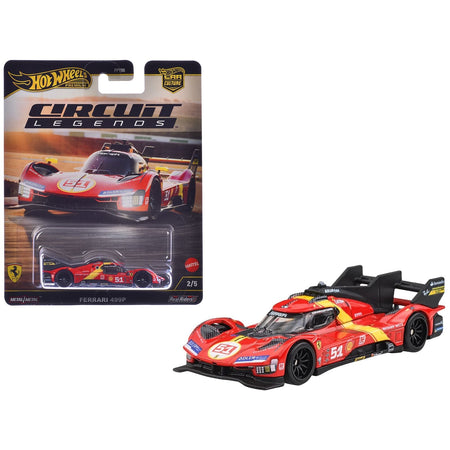 Ferrari 499P #51 Red with Yellow Stripes "Circuit Legends" Series Diecast Model Car by Hot Wheels-Hotwheels-ModelCars.com
