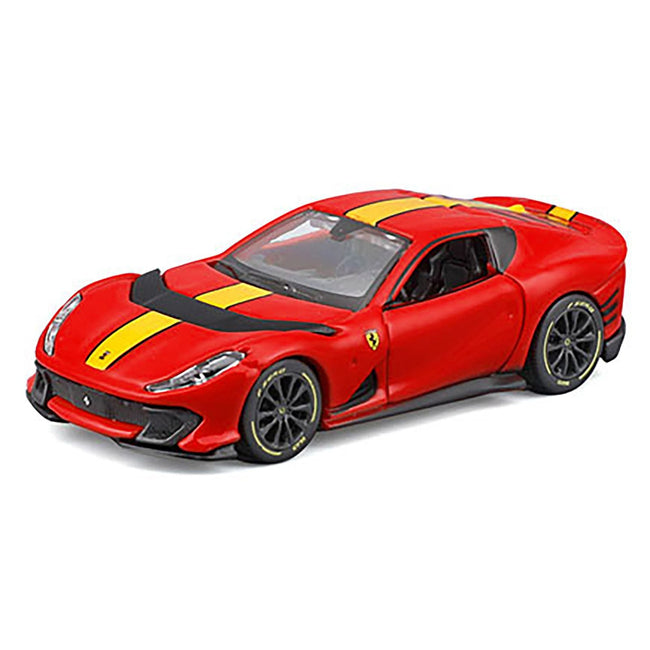 Ferrari 812 Competizione Red with Yellow Stripe "Speed Icons" Series 1/64 Diecast Model Car by Maisto-Maisto-ModelCars.com