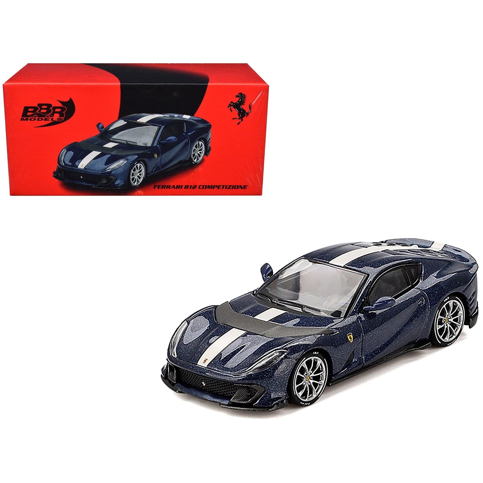 Ferrari 812 Competizione Tour De France Blue with White Stripe 1/64 Diecast Model Car by BBR - BBR - ModelCars.com