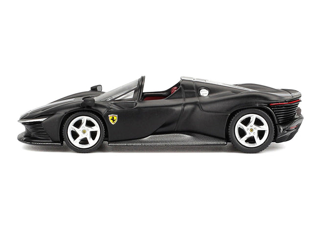 Ferrari Daytona SP3 Matt Black with White Stripes and Red Interior 1/64 Diecast Model Car by BBR-BBR-ModelCars.com