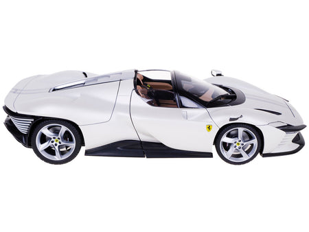 Ferrari Daytona SP3 White Metallic with Silver Stripes "Signature Series" 1/18 Diecast Model Car by Bburago-Bburago-ModelCars.com