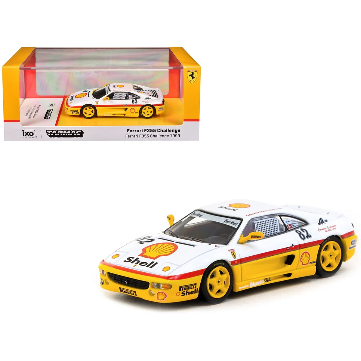 Ferrari F355 Challenge #82 Peter Andersen "Team Kroymans - Shell Oil" "Ferrari F355 Challenge" (1999) "Hobby64" Series 1/64 Diecast Model Car by Tarmac Works-Tarmac Works-ModelCars.com