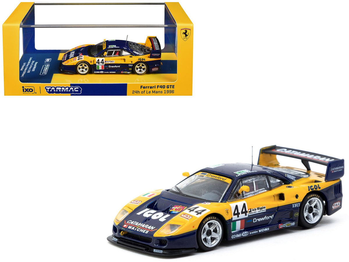 Ferrari F40 GTE 44 Luciano Della Noce - Anders Olofsson - Carl Rosenblad "24 Hours of Le Mans" (1996) "Hobby64" Series 1/64 Diecast Model Car by Tarmac Works-Tarmac Works-ModelCars.com