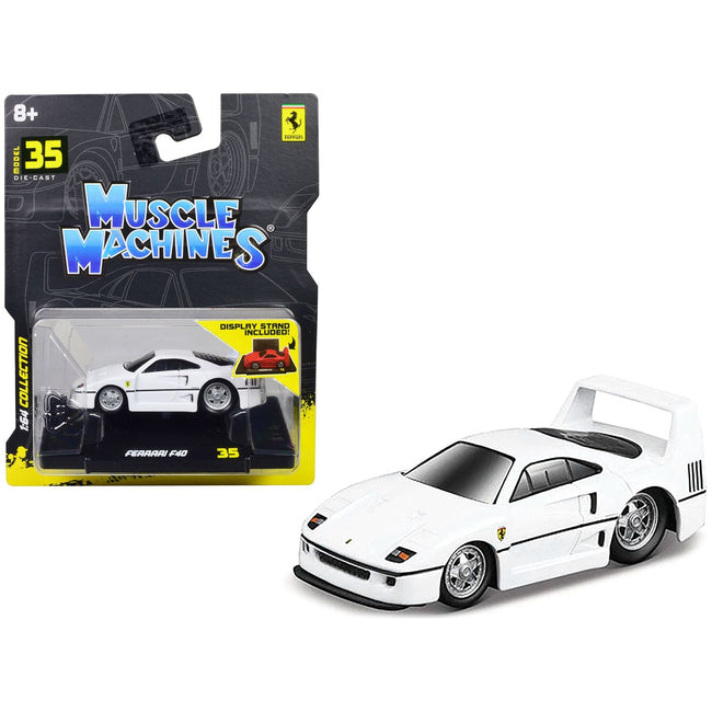 Ferrari F40 White 1/64 Diecast Model Car by Muscle Machines - Muscle Machines - ModelCars.com