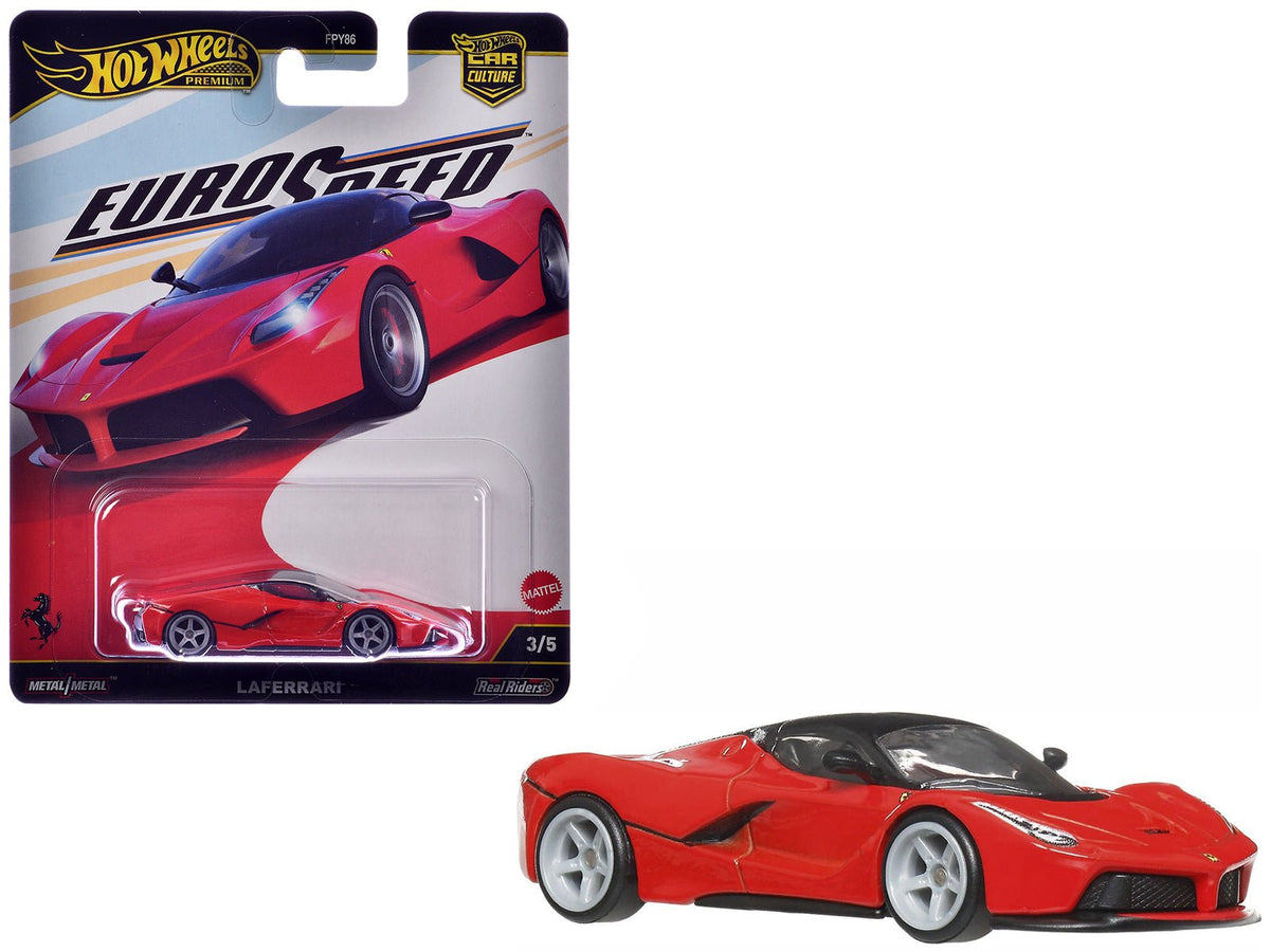 Ferrari LaFerrari Red with Black Top "Euro Speed" Series Diecast Model Car by Hot Wheels-Hotwheels-ModelCars.com