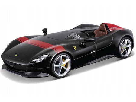 Ferrari Monza SP1 Black Metallic with Red Stripes "Race & Play" Series 1/24 Diecast Model Car by Bburago-Bburago-ModelCars.com