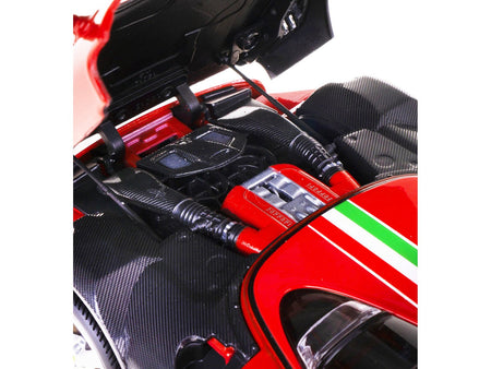 Ferrari Monza SP1 Red with Italian Flag Stripes "Signature Series" 1/18 Diecast Model Car by Bburago-Bburago-ModelCars.com