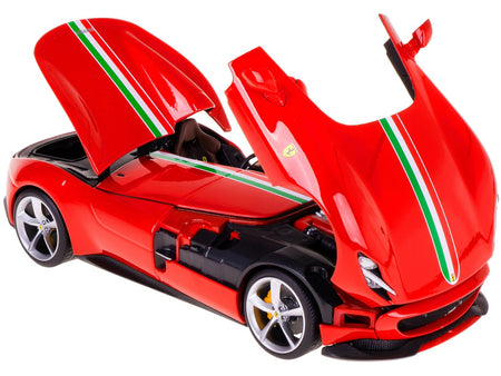 Ferrari Monza SP1 Red with Italian Flag Stripes "Signature Series" 1/18 Diecast Model Car by Bburago-Bburago-ModelCars.com