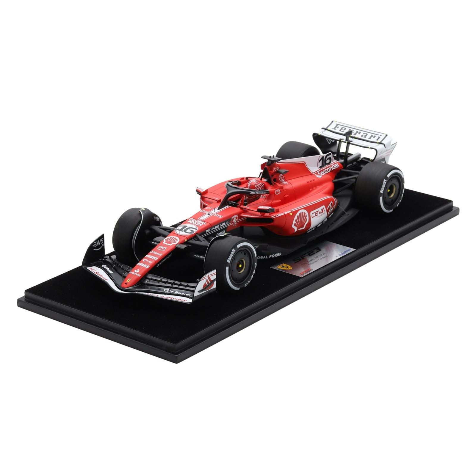 Ferrari SF - 23 16 Charles Leclerc 2nd Place Formula One F1 "Las Vegas GP" (2023) with Acrylic Display Case 1/18 Model Car by LookSmart - LookSmart - ModelCars.com