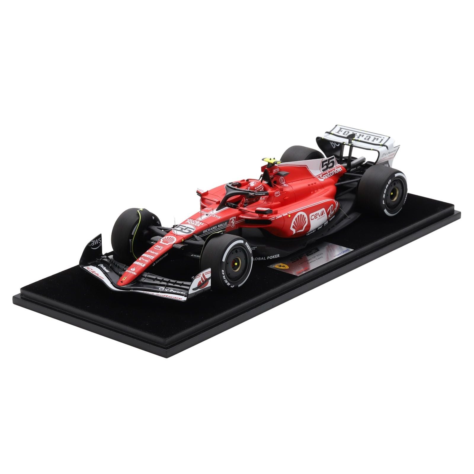 Ferrari SF - 23 55 Carlos Sainz Formula One F1 "Las Vegas GP" (2023) with Acrylic Display Case 1/18 Model Car by LookSmart - LookSmart - ModelCars.com