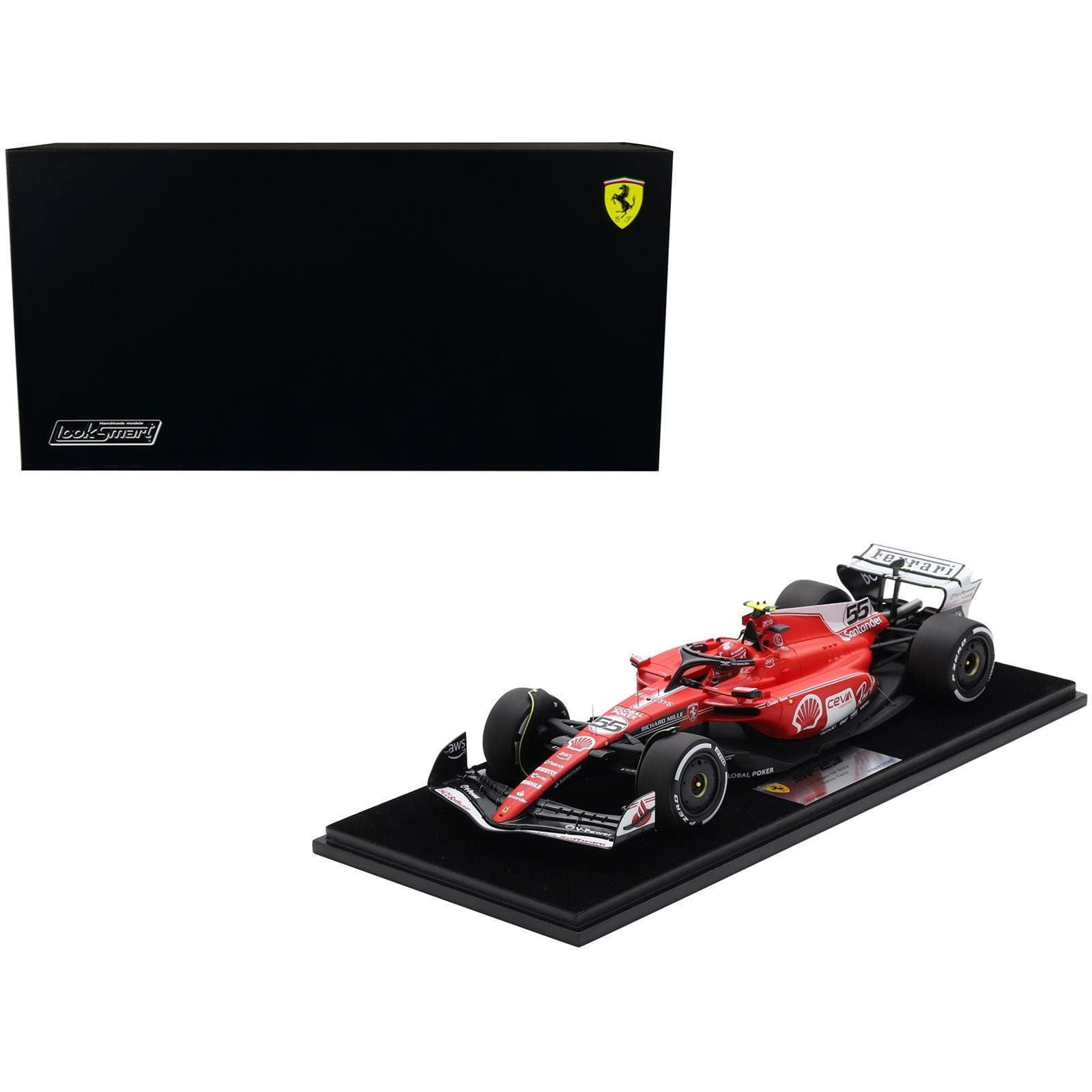 Ferrari SF - 23 55 Carlos Sainz Formula One F1 "Las Vegas GP" (2023) with Acrylic Display Case 1/18 Model Car by LookSmart - LookSmart - ModelCars.com