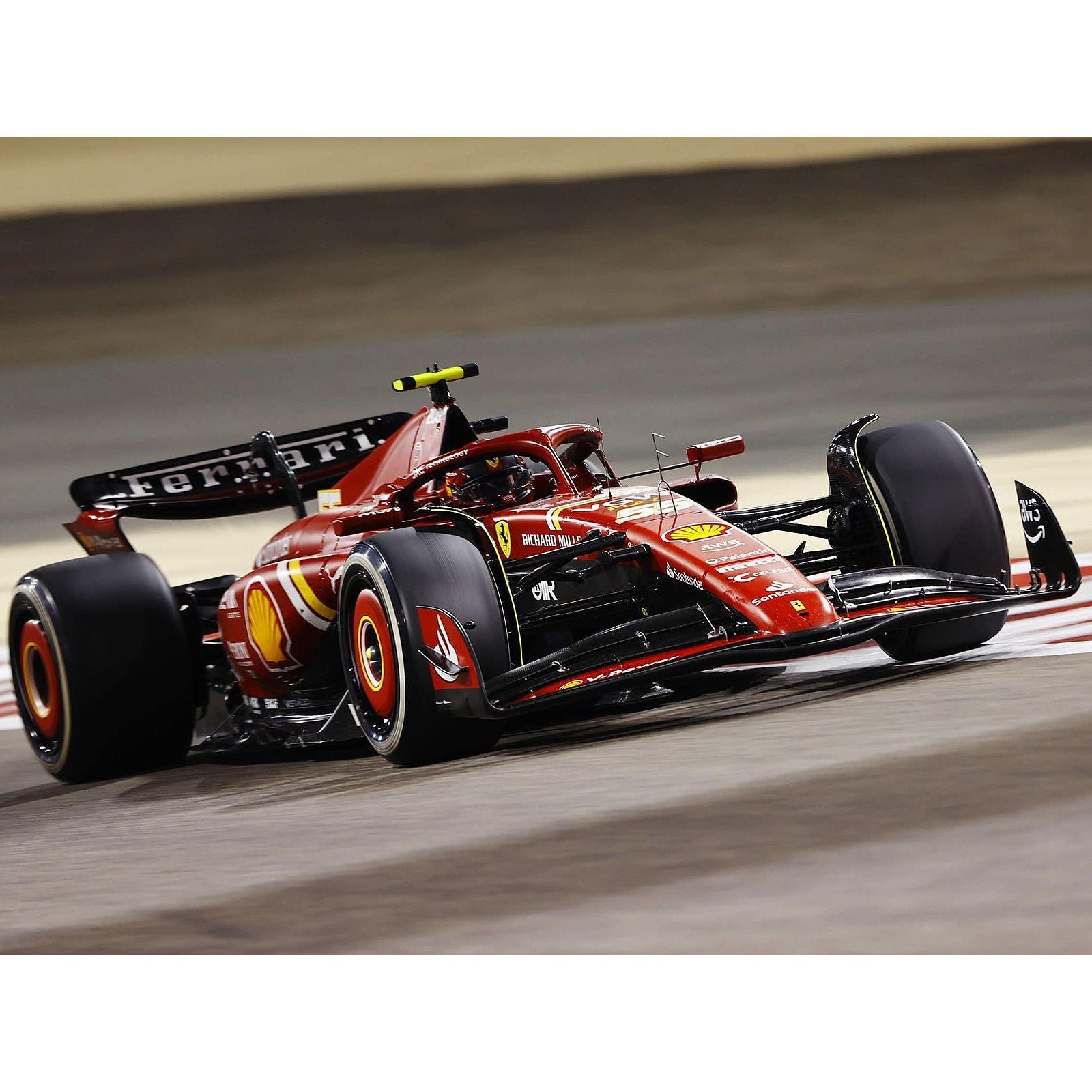 Ferrari SF - 24 55 Carlos Sainz 3rd Place Formula One F1 "Bahrain GP" (2024) with Acrylic Display Case 1/18 Model Car by LookSmart - LookSmart - ModelCars.com