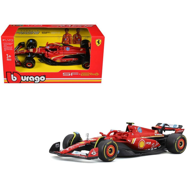 Ferrari SF-24 #55 Carlos Sainz "Formula One F1 World Championship" (2024) "Formula Racing" Series 1/43 Diecast Model Car by Bburago-Bburago-ModelCars.com