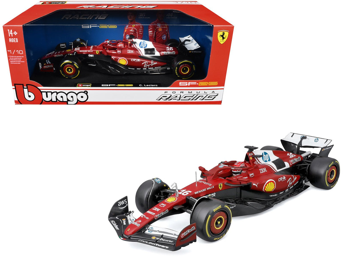 Ferrari SF-25 16 Charles Leclerc Formula One F1 World Championship (2025) "Formula Racing" Series 1/18 Diecast Model Car by Bburago-Bburago-ModelCars.com