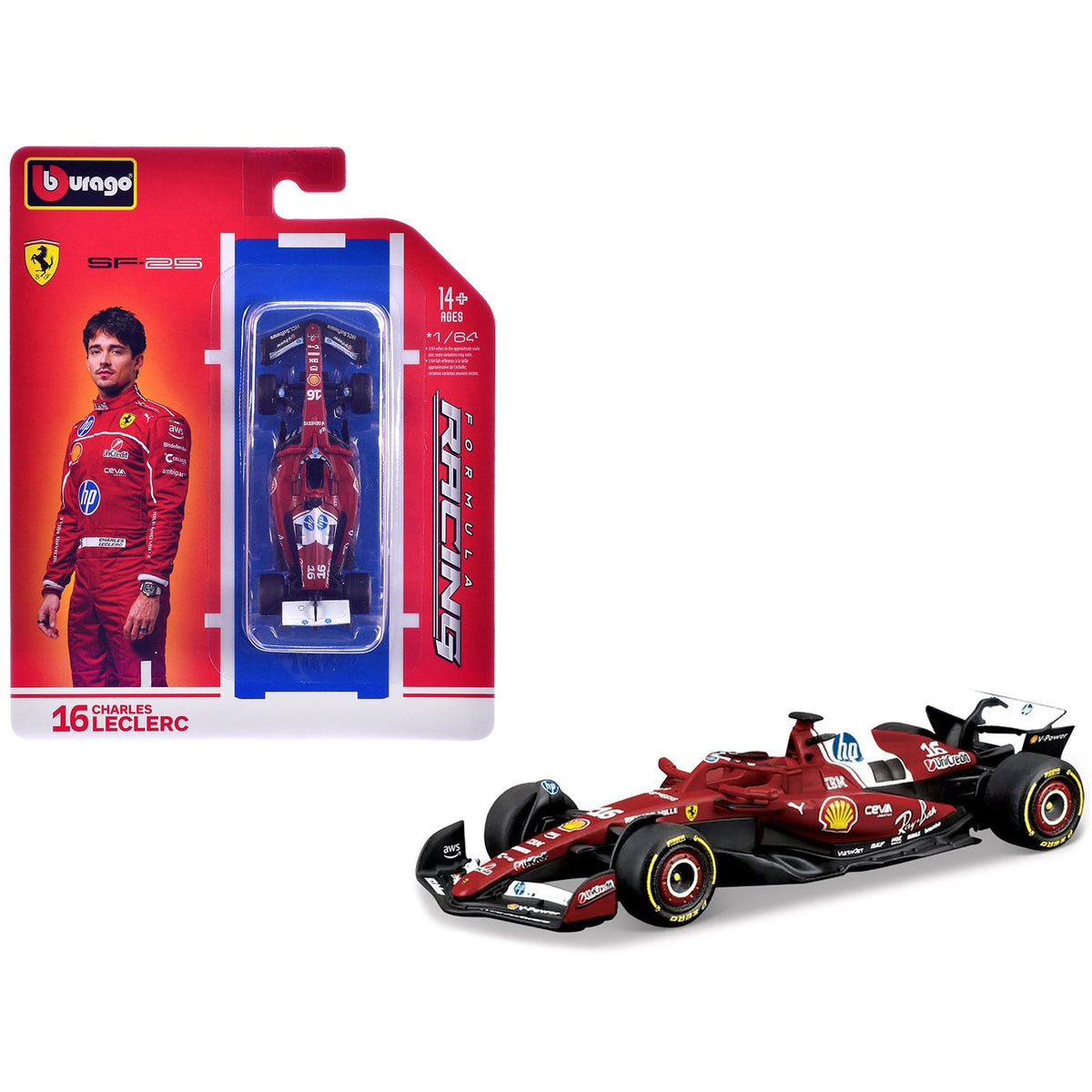 Ferrari SF-25 #16 Charles Leclerc Formula One F1 World Championship (2025) "Formula Racing" Series 1/64 Diecast Model Car by Bburago-Bburago-ModelCars.com