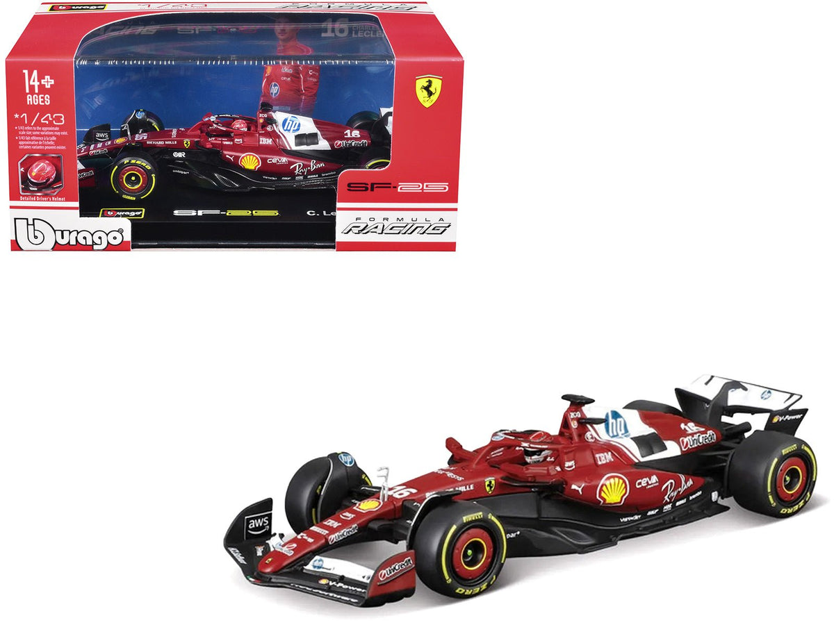 Ferrari SF-25 16 Charles Leclerc Formula One F1 "World Championship" (2025) with Display Case 1/43 Diecast Model Car by Bburago-Bburago-ModelCars.com
