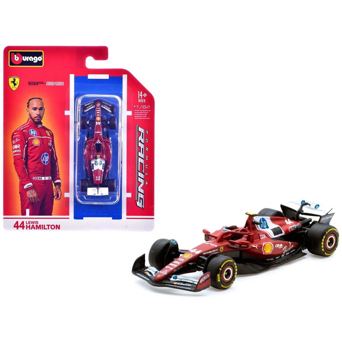 Ferrari SF-25 #44 Lewis Hamilton Formula One F1 World Championship (2025) "Formula Racing" Series 1/64 Diecast Model Car by Bburago-Bburago-ModelCars.com