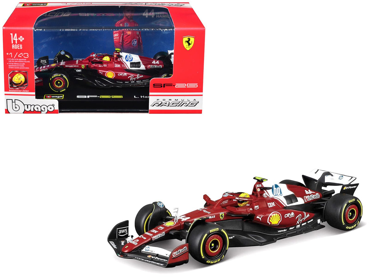 Ferrari SF-25 44 Lewis Hamilton Formula One F1 "World Championship" (2025) with Display Case 1/43 Diecast Model Car by Bburago-Bburago-ModelCars.com