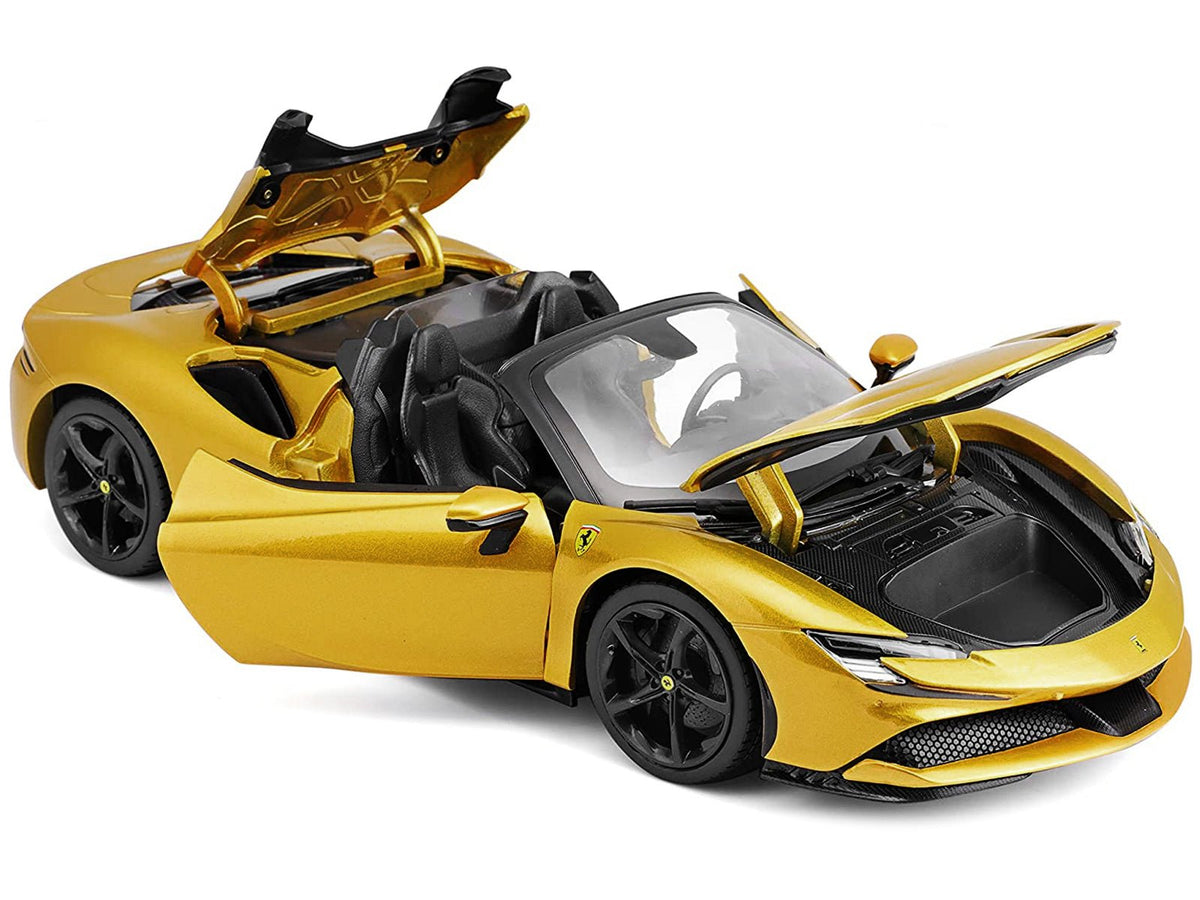 Ferrari SF90 Spider Gold Metallic "Race + Play" Series 1/18 Diecast Model Car by Bburago-Bburago-ModelCars.com