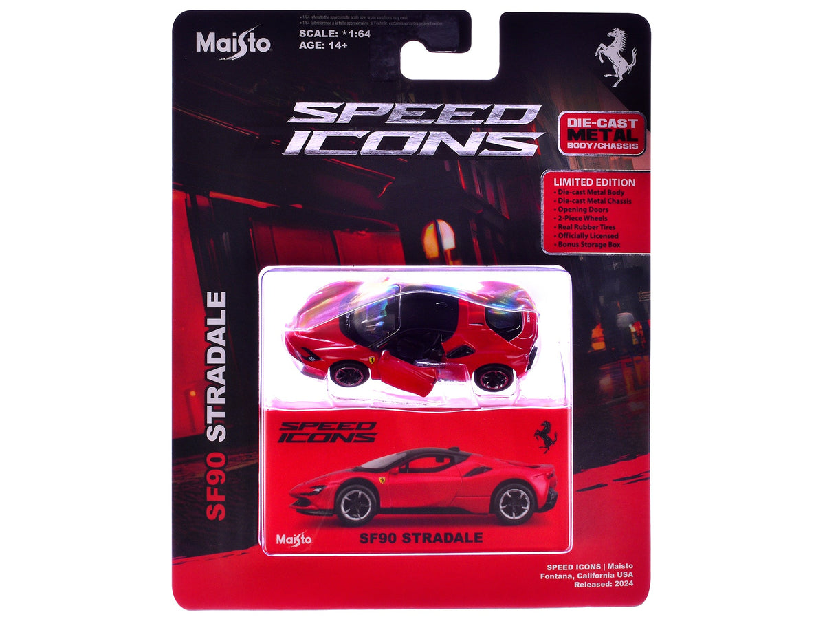 Ferrari SF90 Stradale Red with Black Top "Speed Icons" Series 1/64 Diecast Model Car by Maisto-Maisto-ModelCars.com