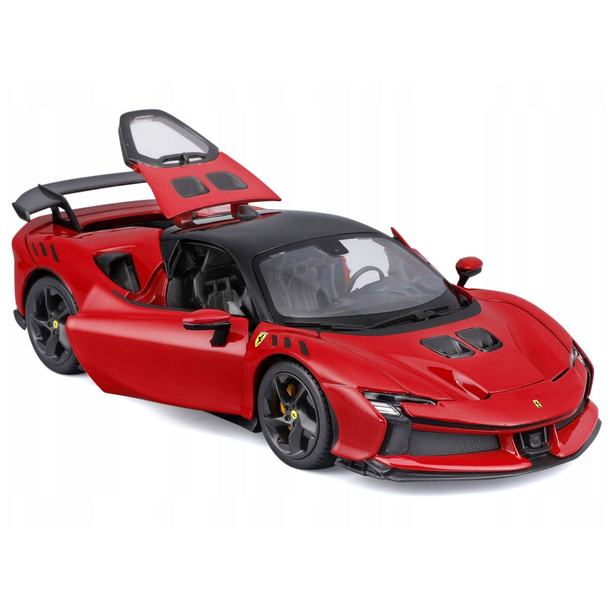 Ferrari SF90 XX Stradale Red with Black Top "Race and Play" Series 1/24 Diecast Model Car by Bburago-Bburago-ModelCars.com