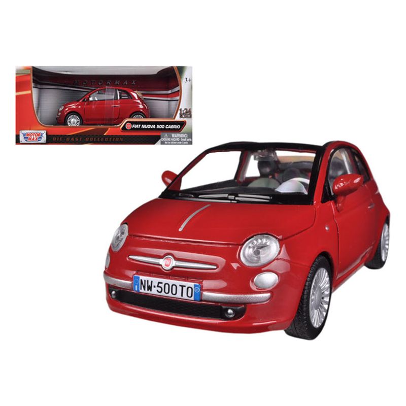 Fiat 500 Nuova Cabrio Red 1/24 Diecast Model Car by Motormax - Motormax - ModelCars.com
