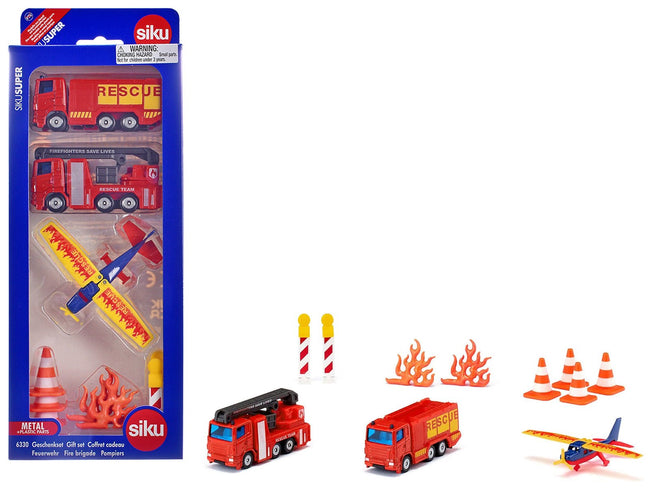 Fire Brigade 11 piece Set Diecast Models by Siku-SIKU-ModelCars.com