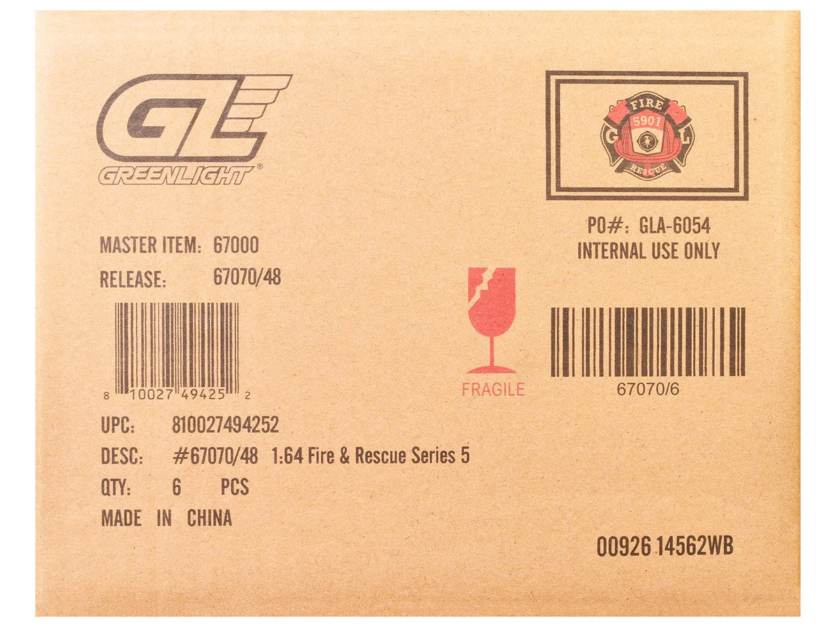 "Fire & Rescue" Series #5 Set of 6 Cars 1/64 Diecast Model Cars by Greenlight-Greenlight-ModelCars.com