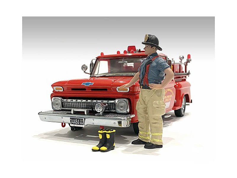 "Firefighters" Getting Ready Figure with Boots Accessory for 1/18 Scale Models by American Diorama-American Diorama-ModelCars.com