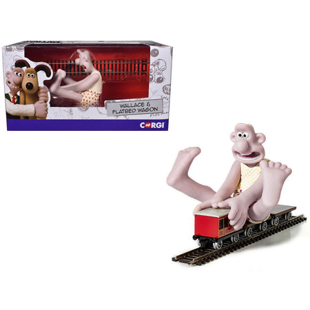 Flatbed Wagon and Wallace Figure 5 piece Set "The Wrong Trousers" (1993) Movie "Wallace & Gromit" Diecast Model Car by Corgi-Corgi-ModelCars.com